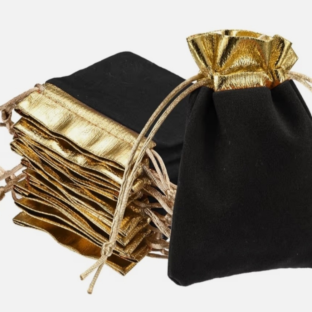 10 Pcs Black Velvet Gift Bags Set